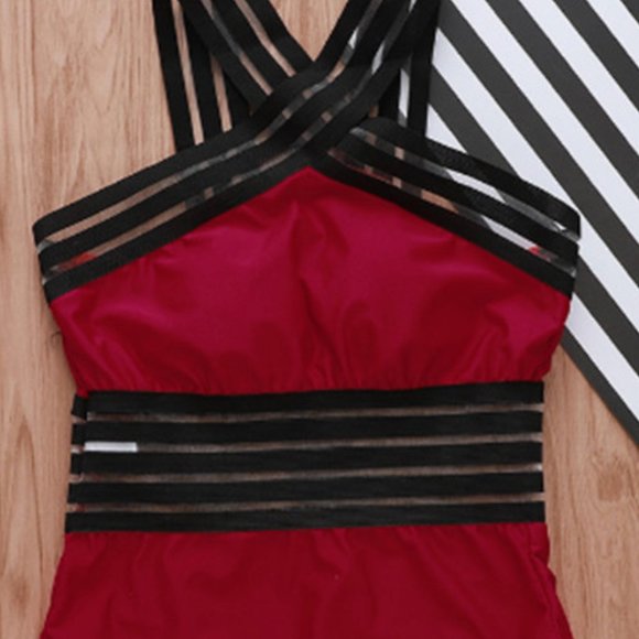 Unbranded Other - All red solid with black swim suit
